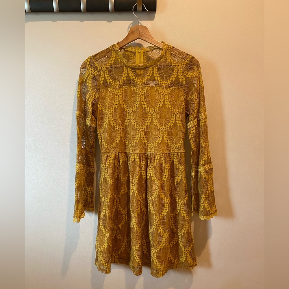 Xhilaration Gold Long Sleeve Bell Sundress